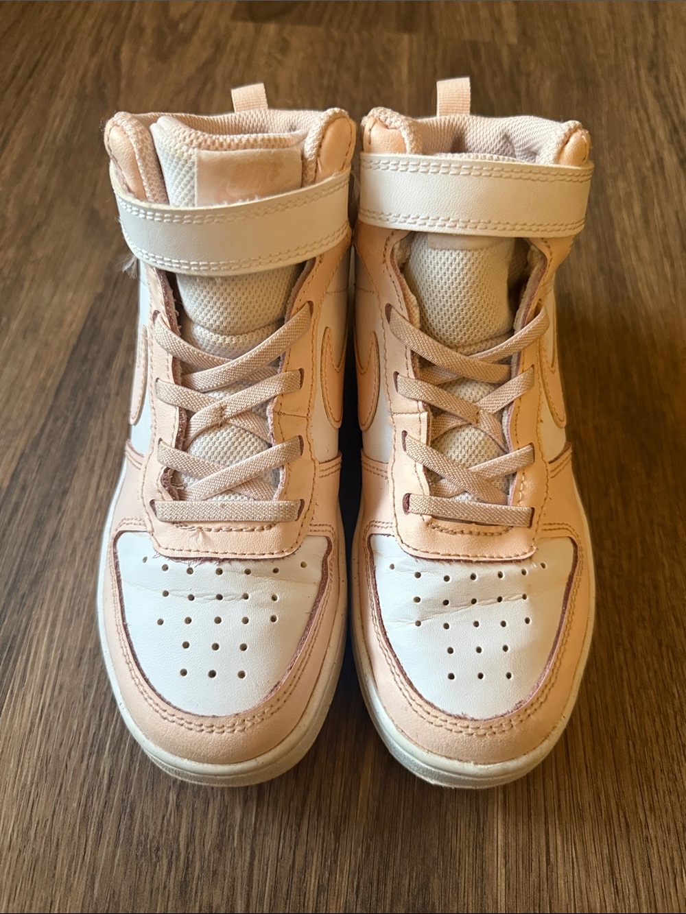 Nike Kids High-Top Sneakers in Light Pink and White